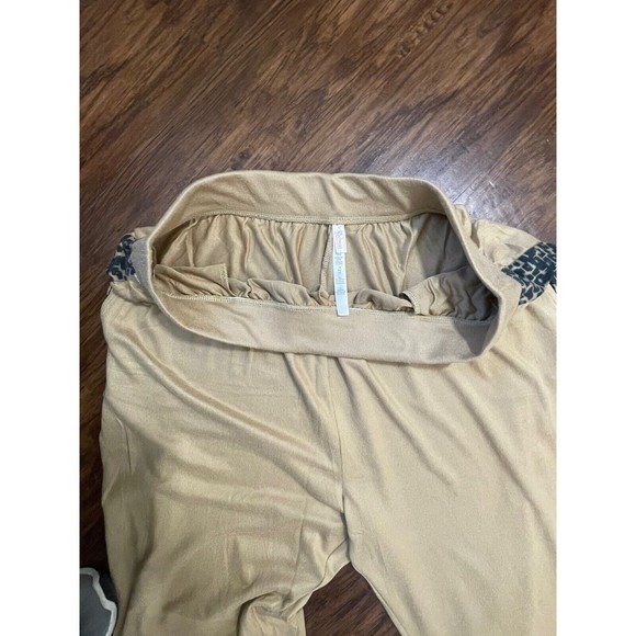 Retreat By Rhonda Shear Knit Lounge Pant Tan With Leopard Stripe Size 1X - Picture 3 of 3